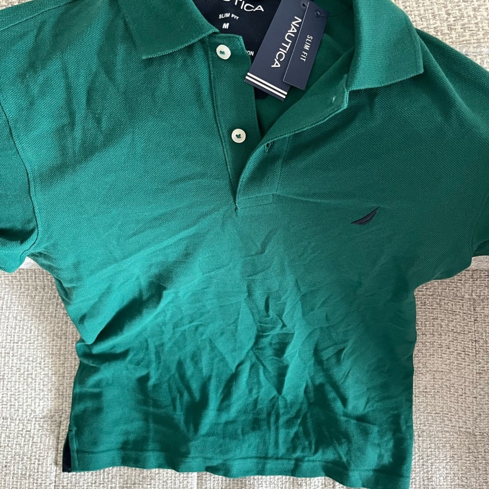 Nautica Men's Green Slim Fit Polo Shirt